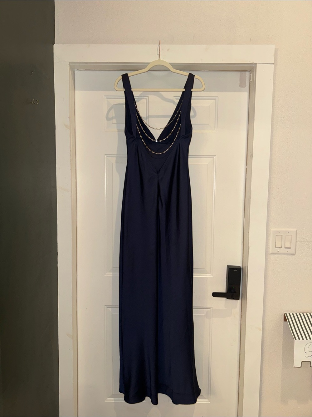 Fashion Nova Navy Maxi Dress with Chain Detail
